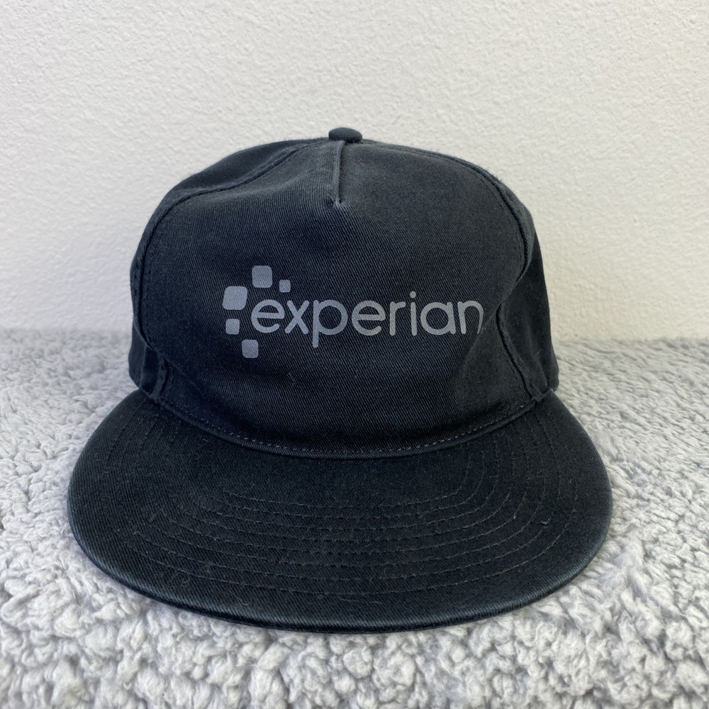 OTTO Experian Hat Unisex Black OS Adjustable Strap-back Cotton Cap Lid Travel